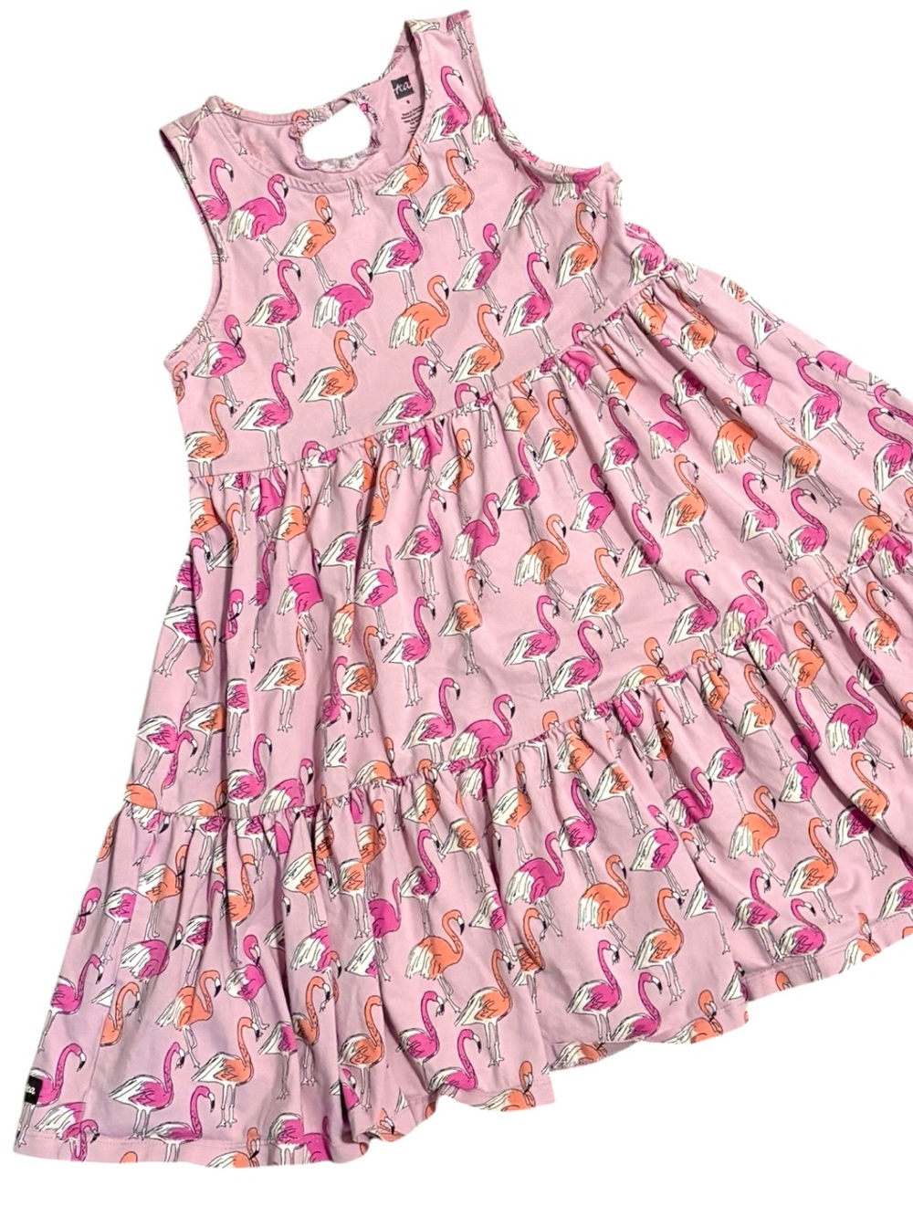 Tea Collection Pink Flamingo Tiered Dress
